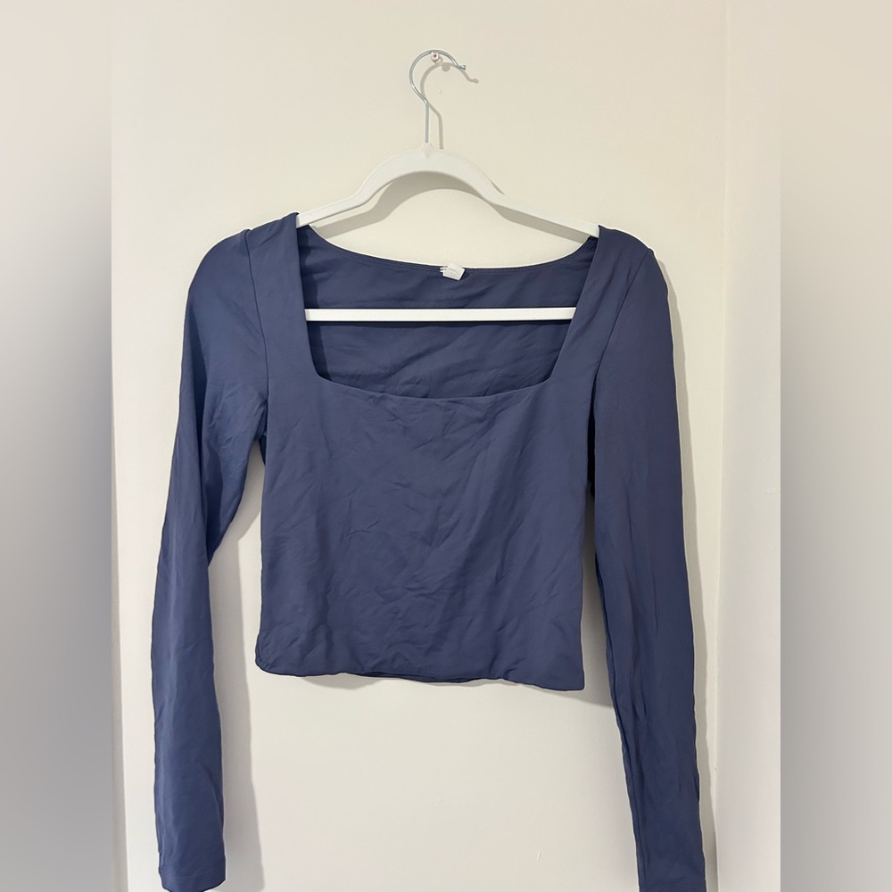 Chic Long Sleeve Blue Women's Top